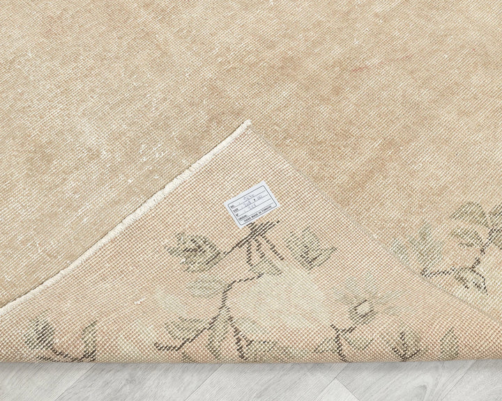 Beige Turkish Oushak Rug 6'10" x 3'7" Hand-Knotted | No. VR19007