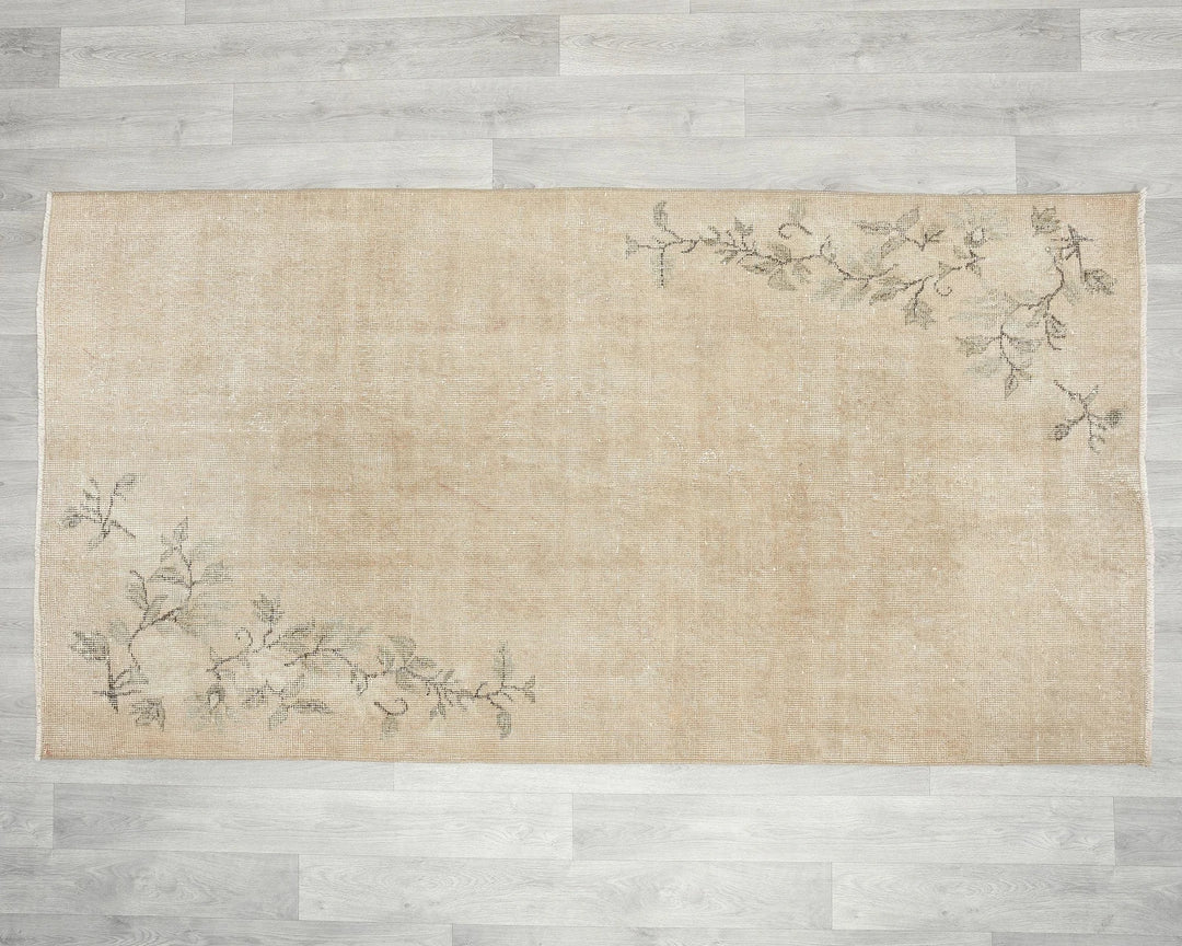 Beige Turkish Oushak Rug 6'10" x 3'7" Hand-Knotted | No. VR19007