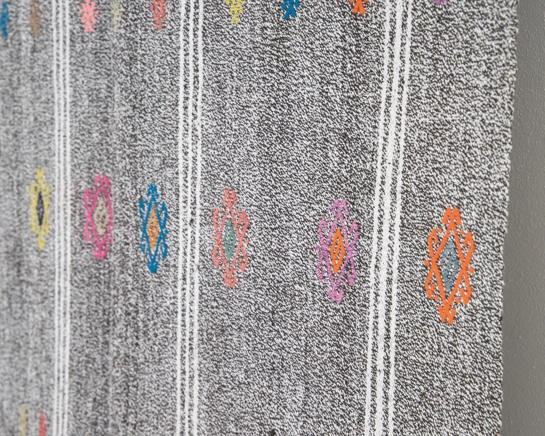 Gray Turkish Kilim Rug 3' 11" x 9' Flat-Weave | No. VR19040
