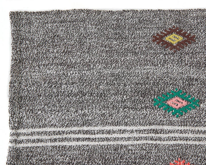 Gray Turkish Kilim Rug 3' 11" x 9' Flat-Weave | No. VR19040