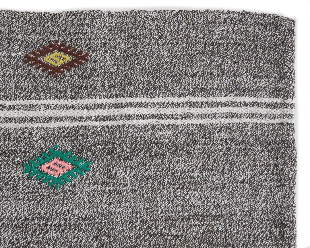 Gray Turkish Kilim Rug 3' 11" x 9' Flat-Weave | No. VR19040