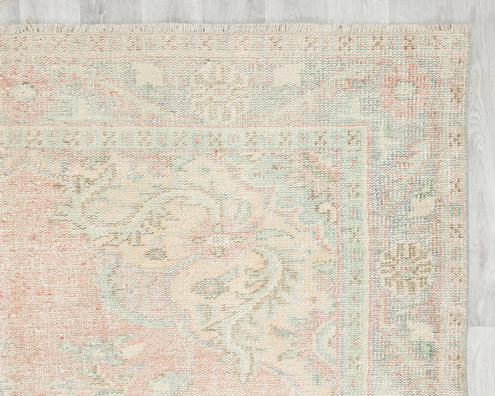 Beige Turkish Oushak Rug 6'1" x 10'4" Hand-Knotted | No. VR19041
