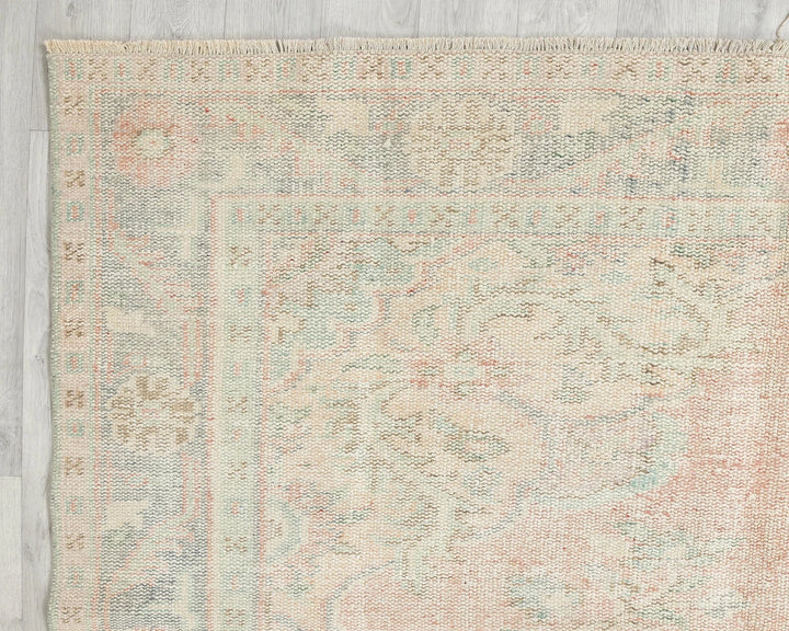 Beige Turkish Oushak Rug 6'1" x 10'4" Hand-Knotted | No. VR19041