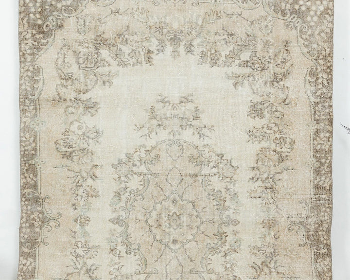 Beige Turkish Oushak Rug 6' 4" x 9' 11" Hand-Knotted | No. VR19123