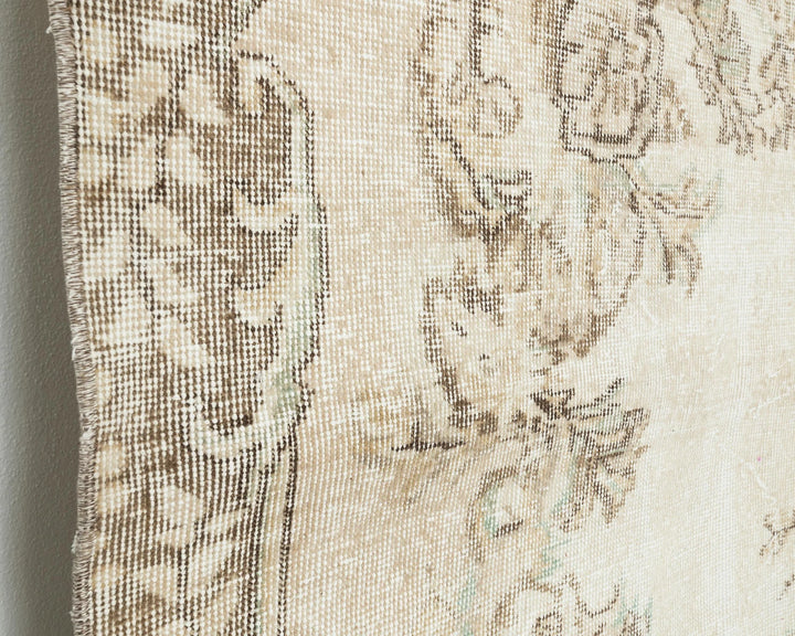 Beige Turkish Oushak Rug 6' 4" x 9' 11" Hand-Knotted | No. VR19123