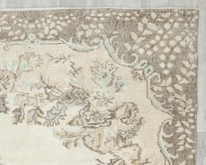 Beige Turkish Oushak Rug 6' 4" x 9' 11" Hand-Knotted | No. VR19123