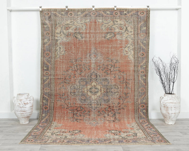 Multicolor Turkish Oushak Rug 6'4" x 9'8" Hand-Knotted | No. VR19222