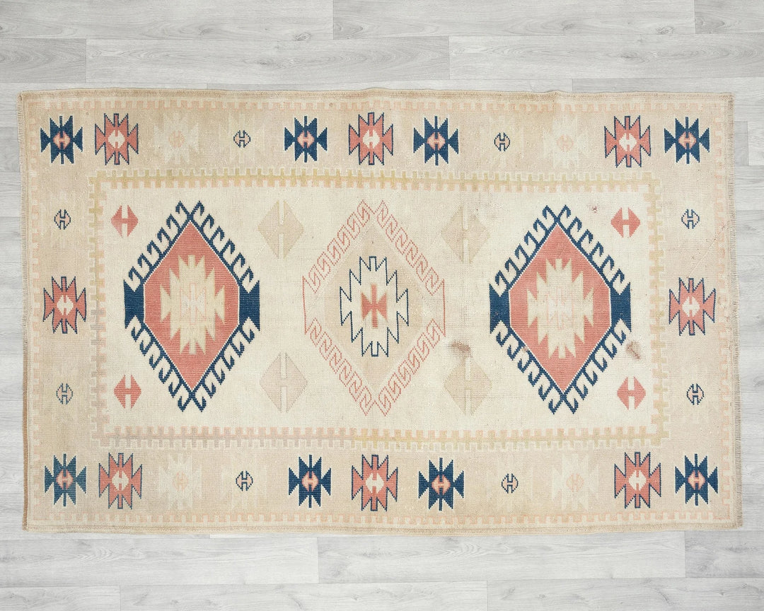Multicolor Turkish Oushak Rug 4' x 6' 5" Hand-Knotted | No. VR19271
