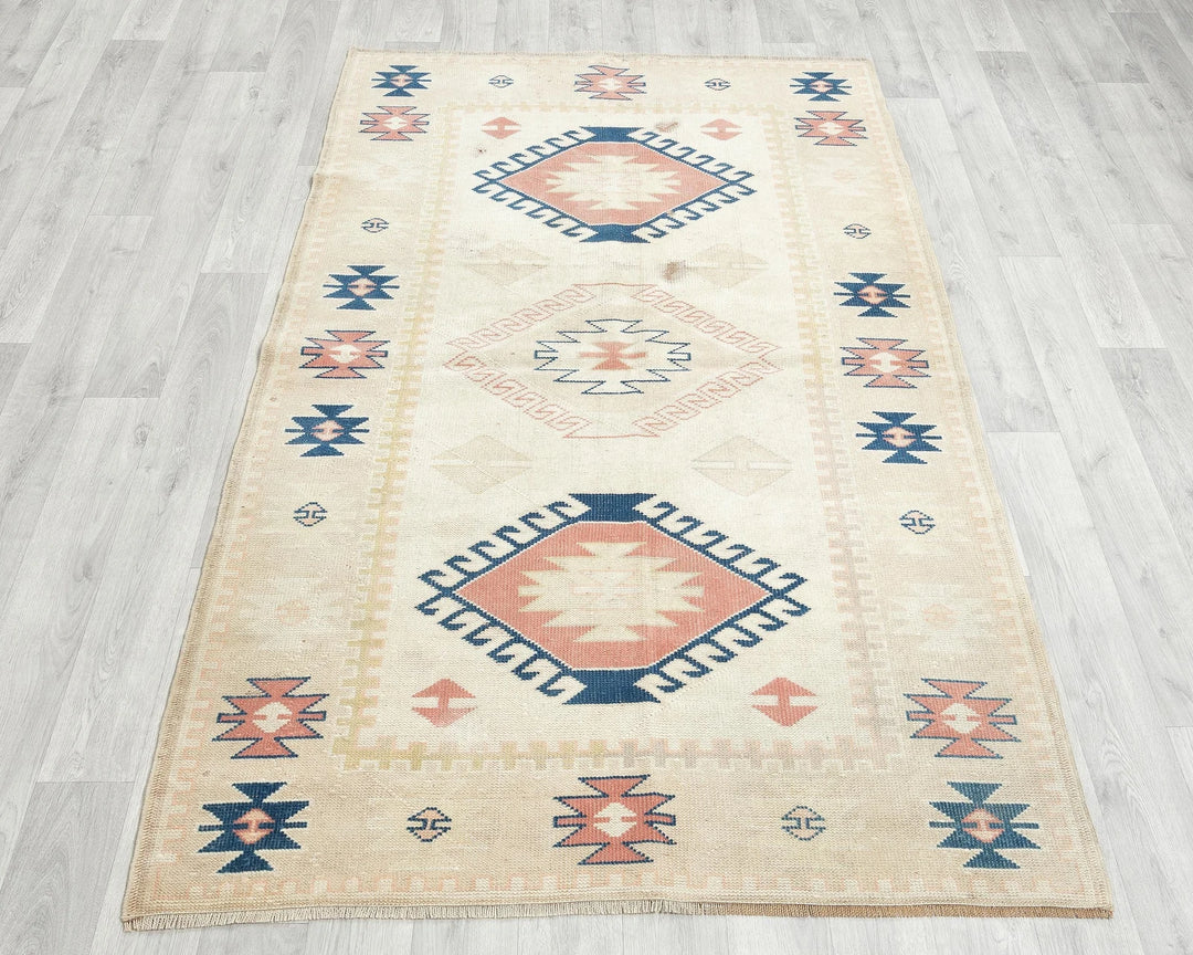 Multicolor Turkish Oushak Rug 4' x 6' 5" Hand-Knotted | No. VR19271