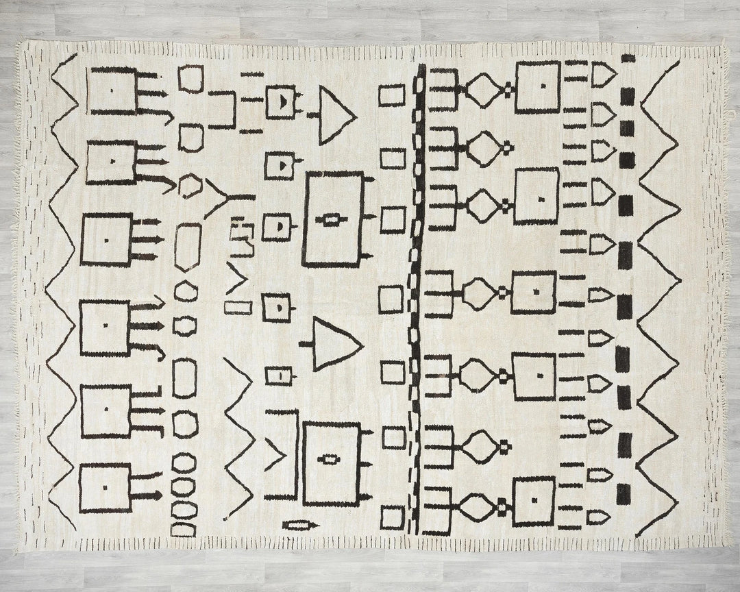 Black Turkish Kilim Rug 9' 10" x 12' 1" Flat-Weave | No. VR19506