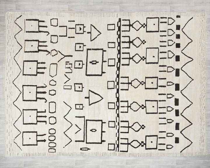 Black Turkish Kilim Rug 9' 10" x 12' 1" Flat-Weave | No. VR19506