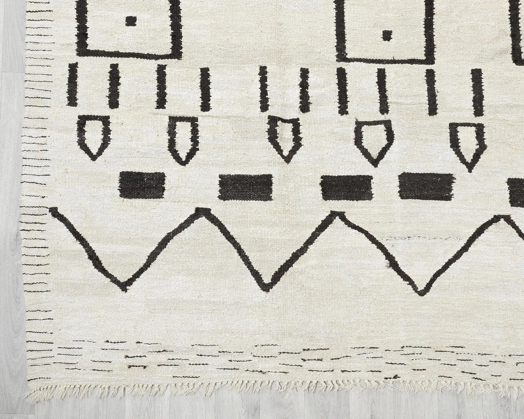 Black Turkish Kilim Rug 9' 10" x 12' 1" Flat-Weave | No. VR19506