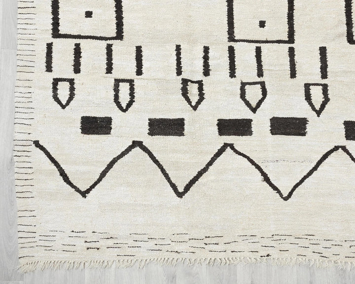 Black Turkish Kilim Rug 9' 10" x 12' 1" Flat-Weave | No. VR19506