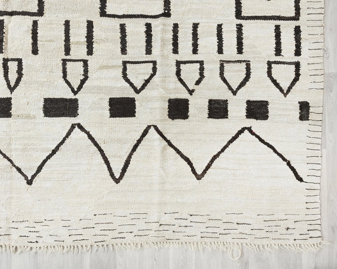 Black Turkish Kilim Rug 9' 10" x 12' 1" Flat-Weave | No. VR19506