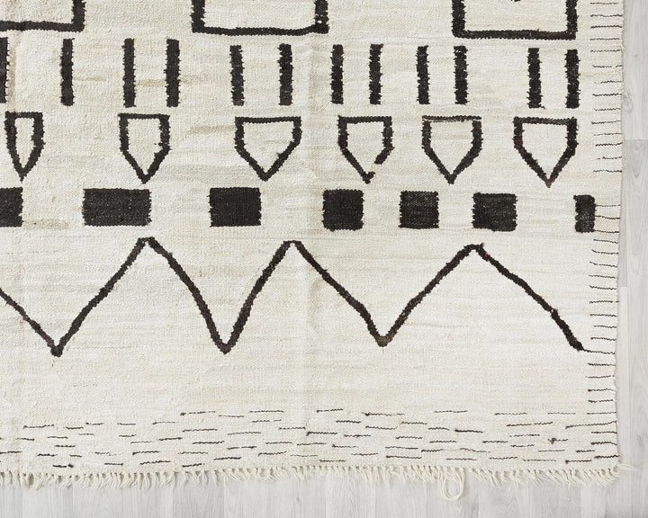 Black Turkish Kilim Rug 9' 10" x 12' 1" Flat-Weave | No. VR19506
