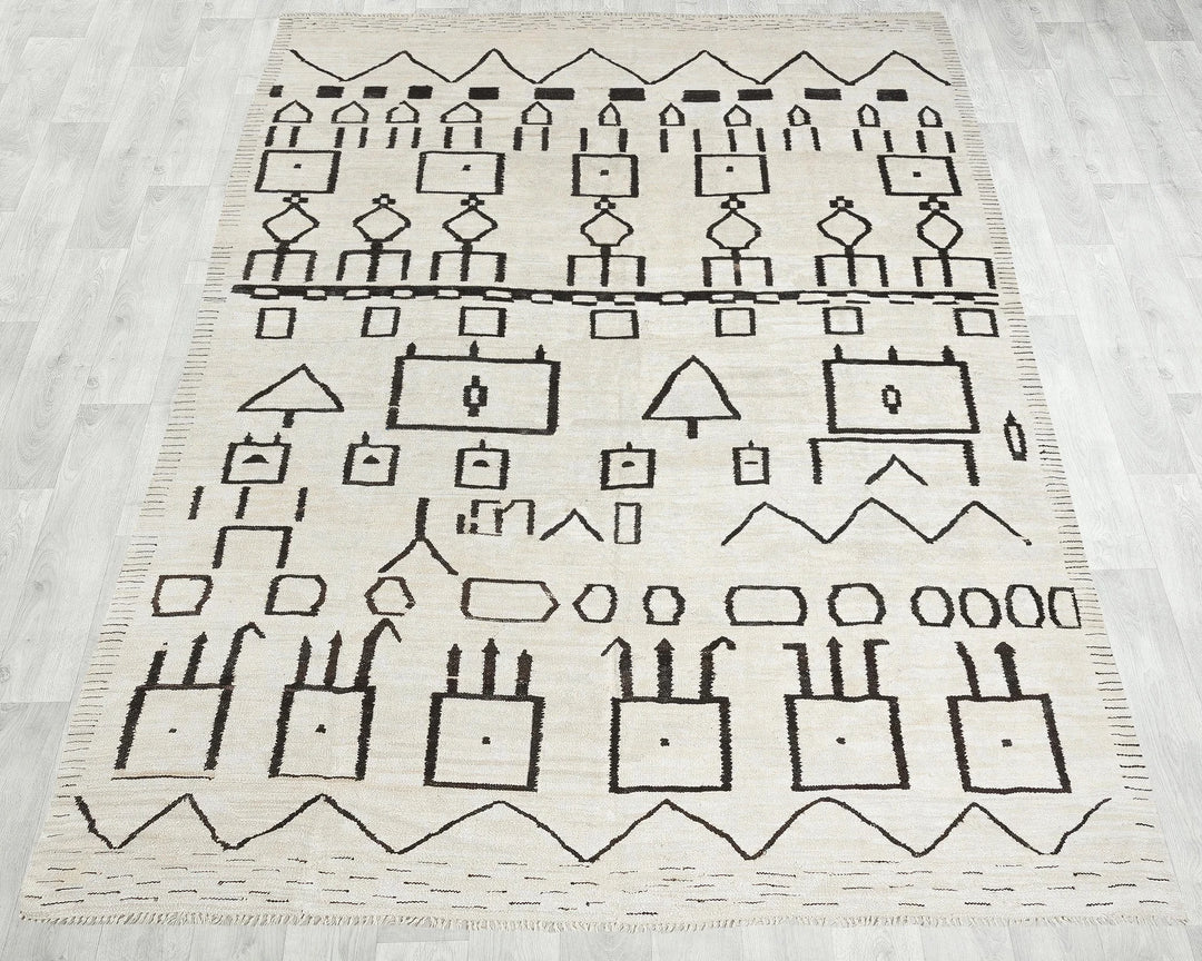 Black Turkish Kilim Rug 9' 10" x 12' 1" Flat-Weave | No. VR19506