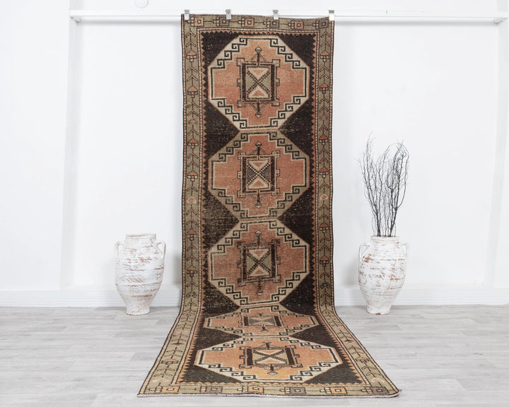 Multicolor Turkish Oushak Rug 3'5" x 11'5" Hand-Knotted | No. VR19553