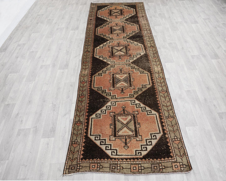 Multicolor Turkish Oushak Rug 3'5" x 11'5" Hand-Knotted | No. VR19553