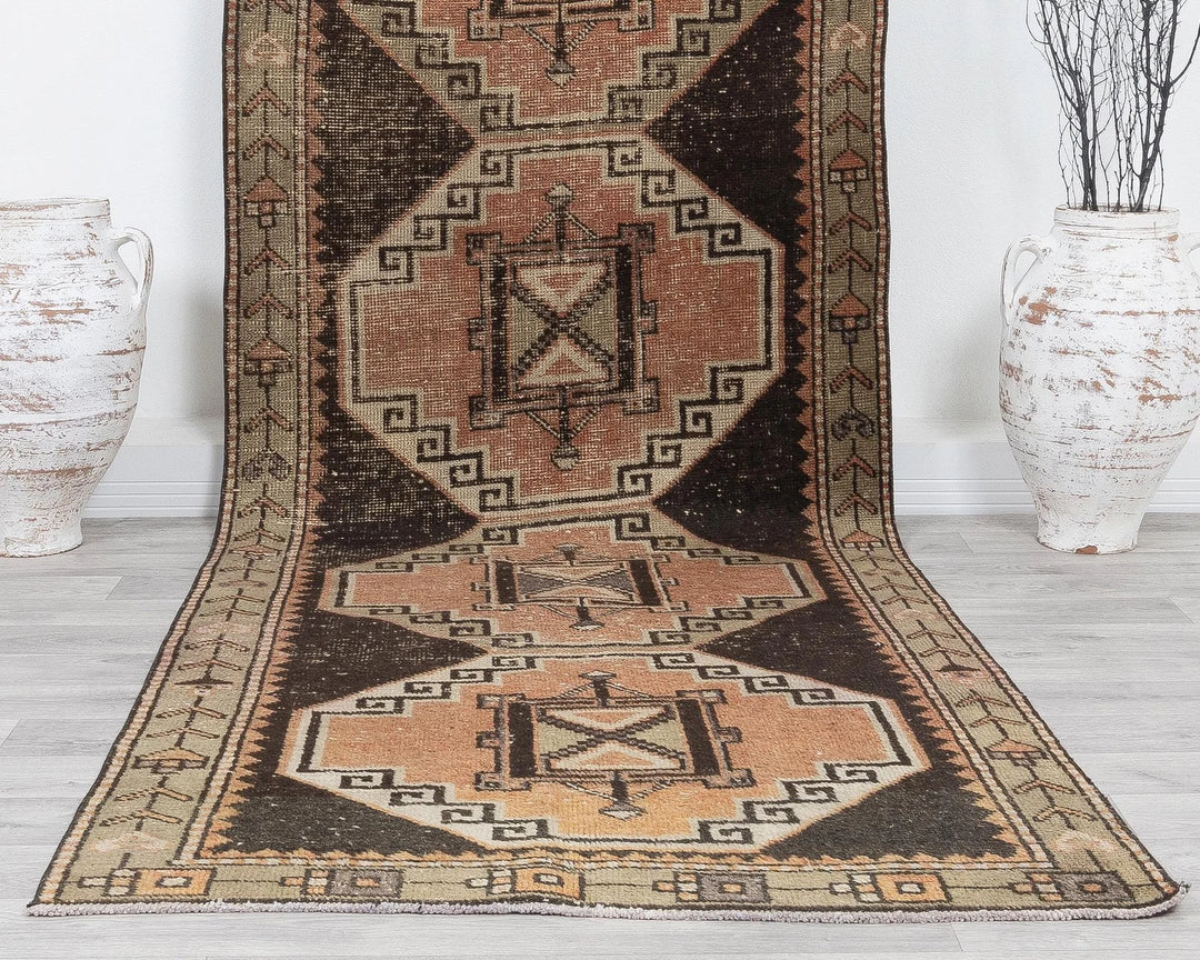 Multicolor Turkish Oushak Rug 3'5" x 11'5" Hand-Knotted | No. VR19553