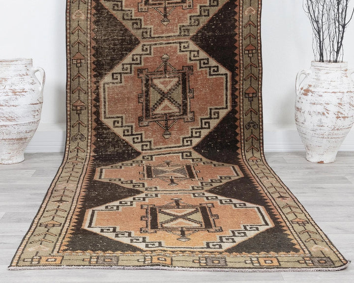 Multicolor Turkish Oushak Rug 3'5" x 11'5" Hand-Knotted | No. VR19553