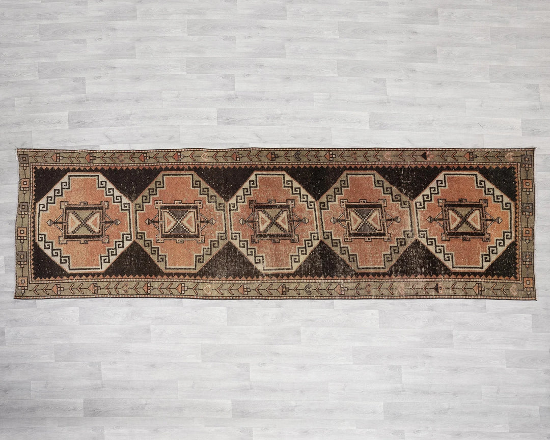 Multicolor Turkish Oushak Rug 3'5" x 11'5" Hand-Knotted | No. VR19553