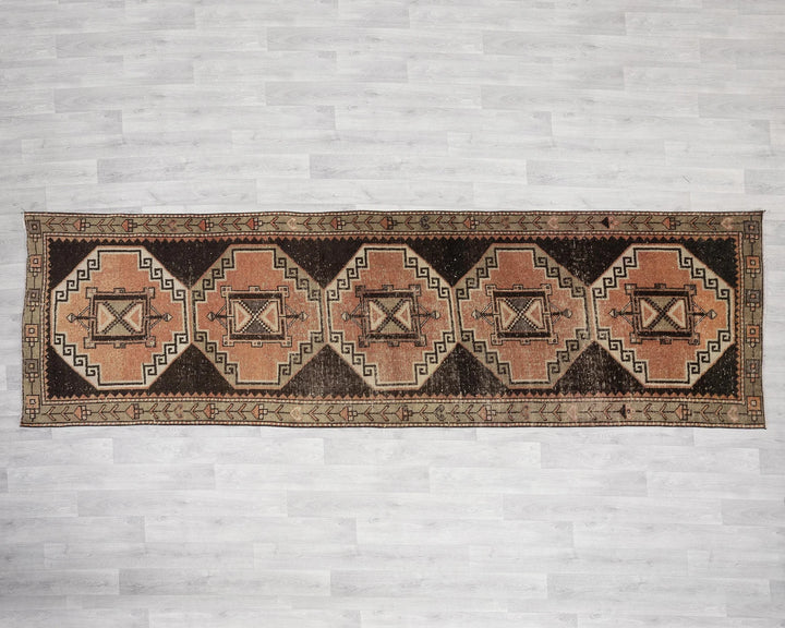 Multicolor Turkish Oushak Rug 3'5" x 11'5" Hand-Knotted | No. VR19553