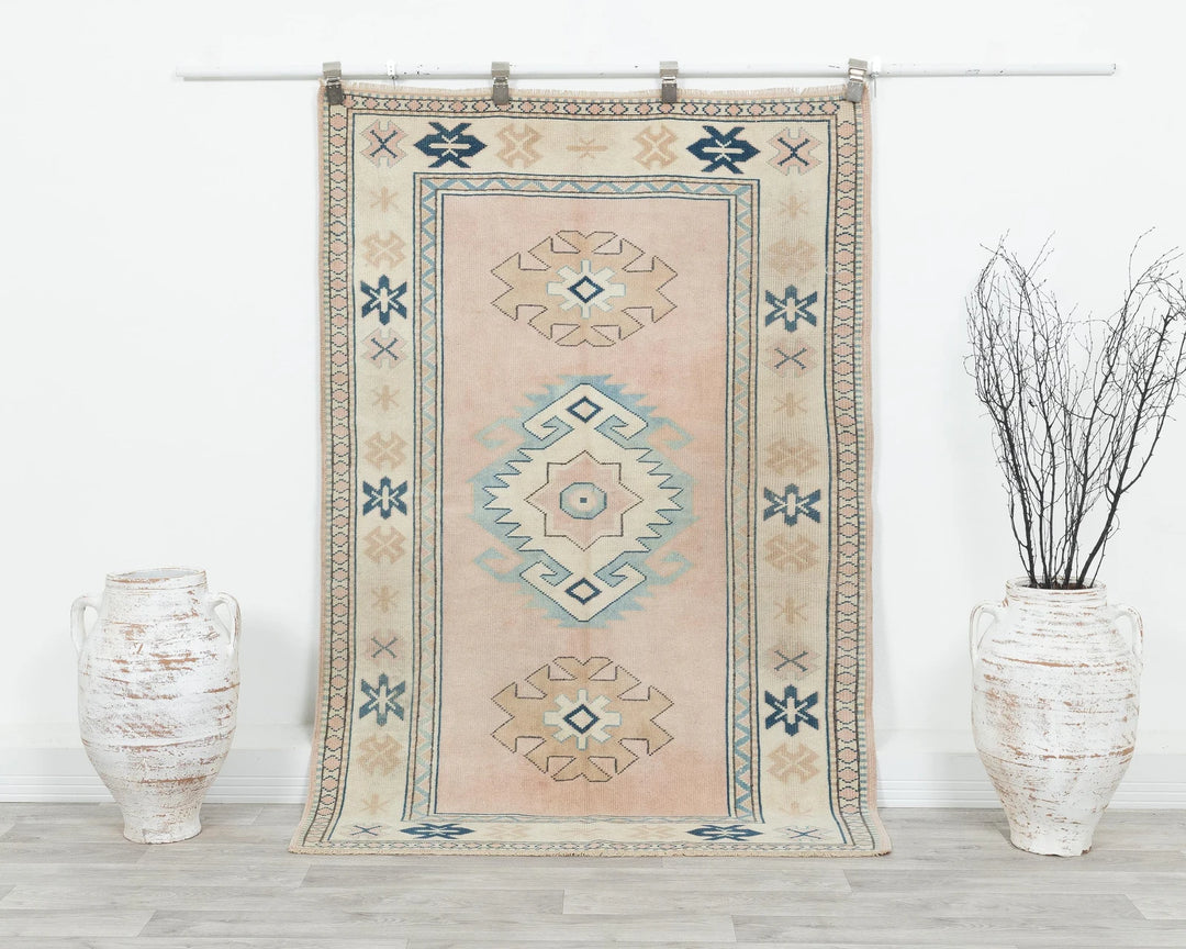 Multicolor Turkish Oushak Rug 3' 11" x 5' 10" Hand-Knotted | No. VR19577