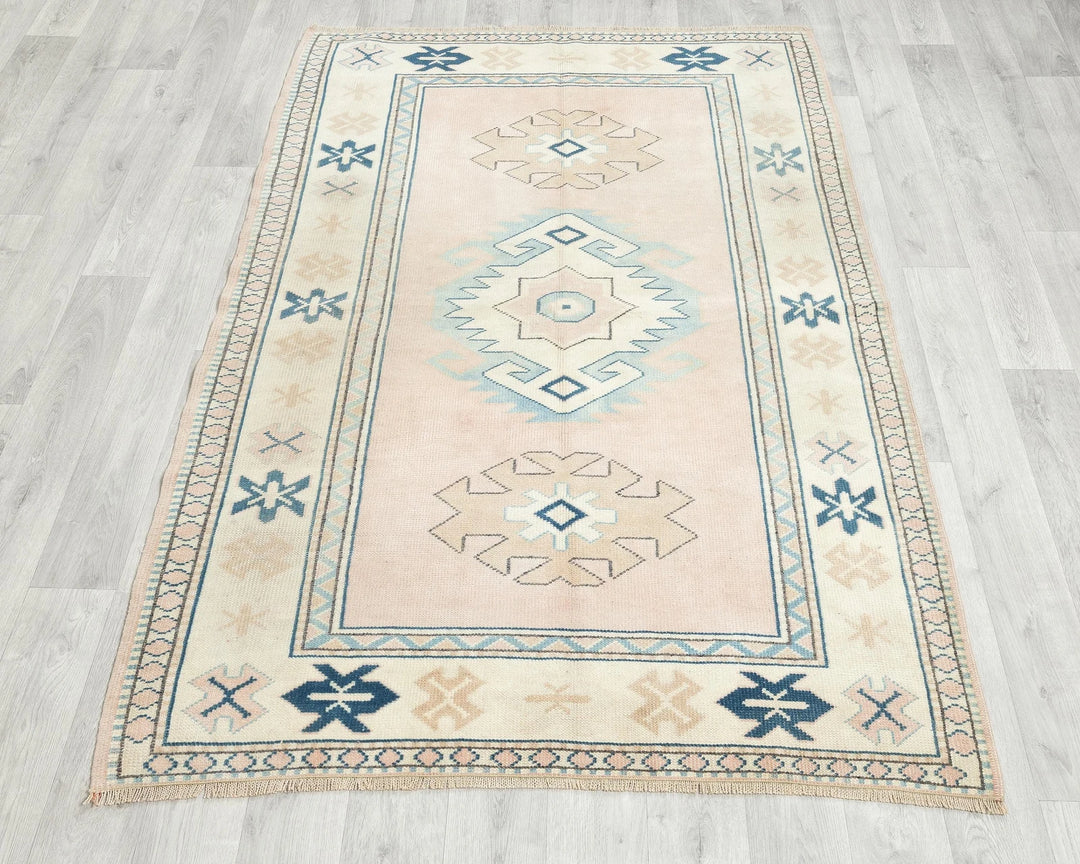 Multicolor Turkish Oushak Rug 3' 11" x 5' 10" Hand-Knotted | No. VR19577