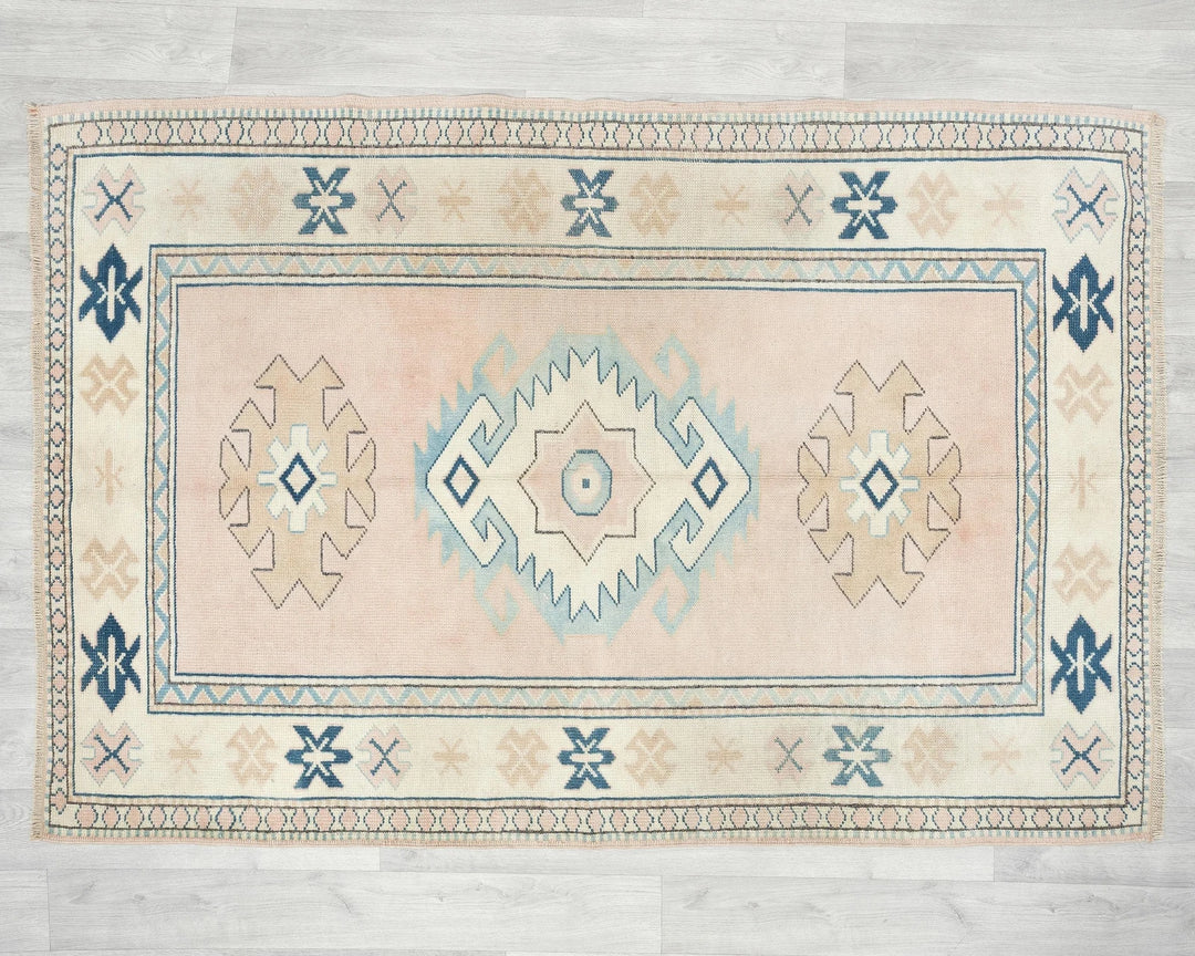 Multicolor Turkish Oushak Rug 3' 11" x 5' 10" Hand-Knotted | No. VR19577