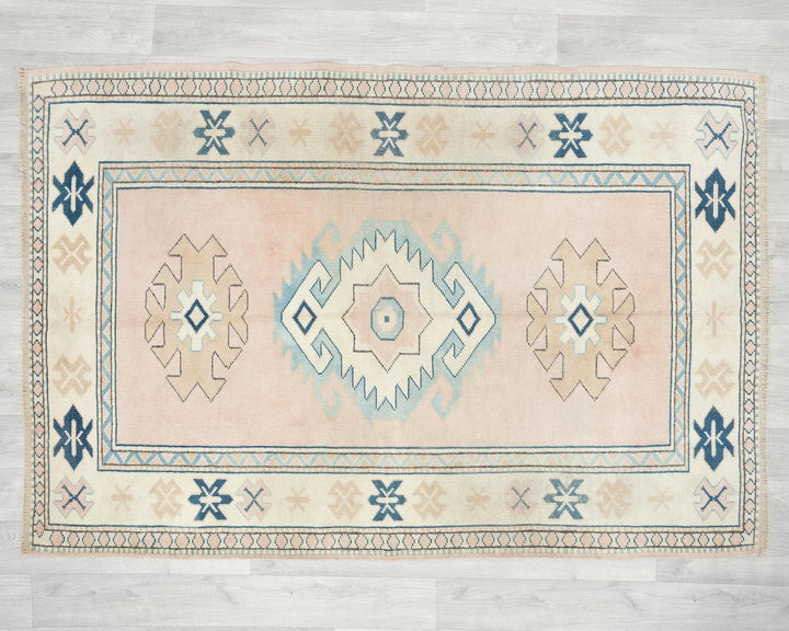 Multicolor Turkish Oushak Rug 3' 11" x 5' 10" Hand-Knotted | No. VR19577