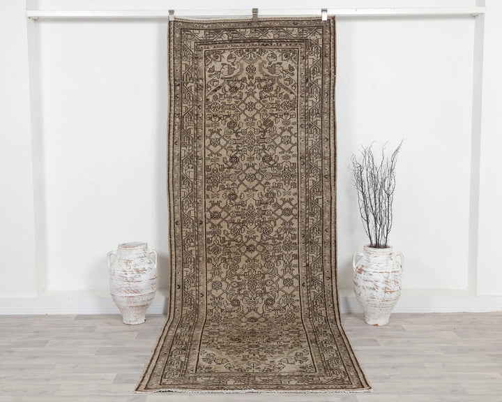Multicolor Turkish Oushak Rug 3' 10" x 10' 2" Hand-Knotted | No. VR19606