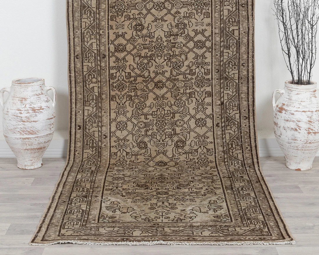 Multicolor Turkish Oushak Rug 3' 10" x 10' 2" Hand-Knotted | No. VR19606
