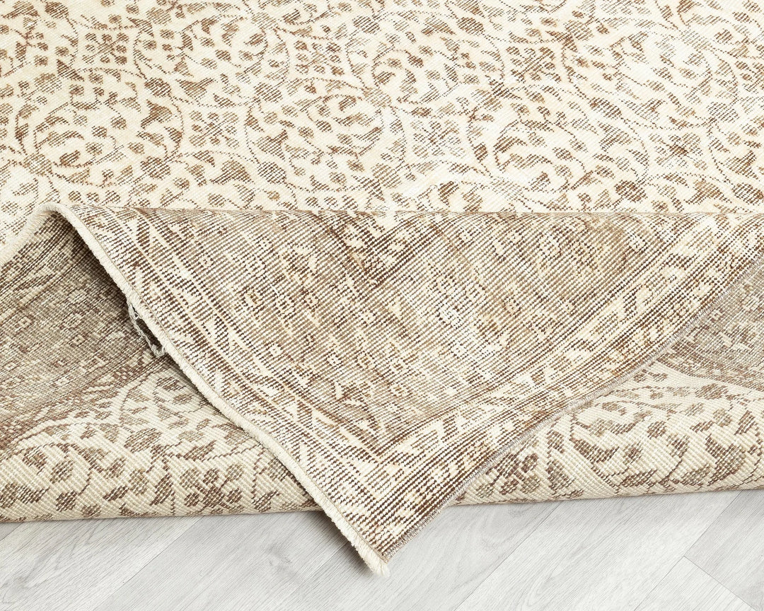 Beige Turkish Oushak Rug 6' x 9' 6" Hand-Knotted field