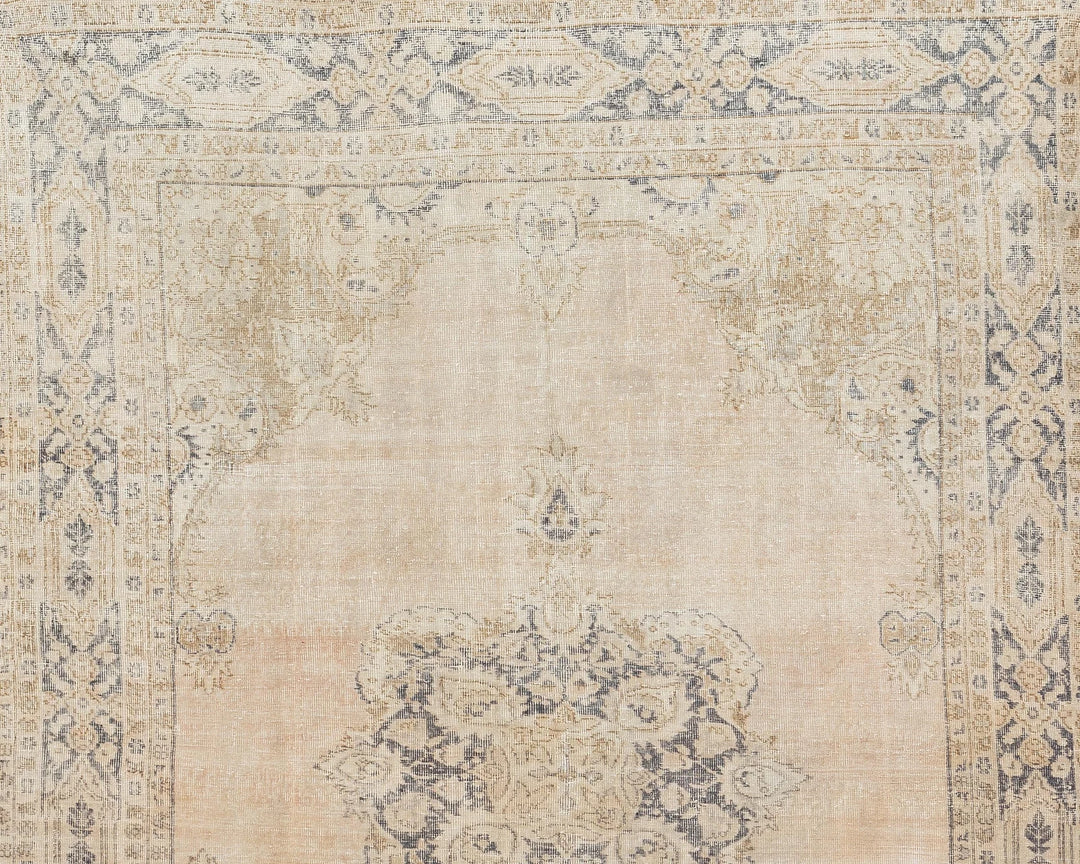 Beige Turkish Oushak Rug 10' 8" x 6' 9" Hand-Knotted | No. VR19734