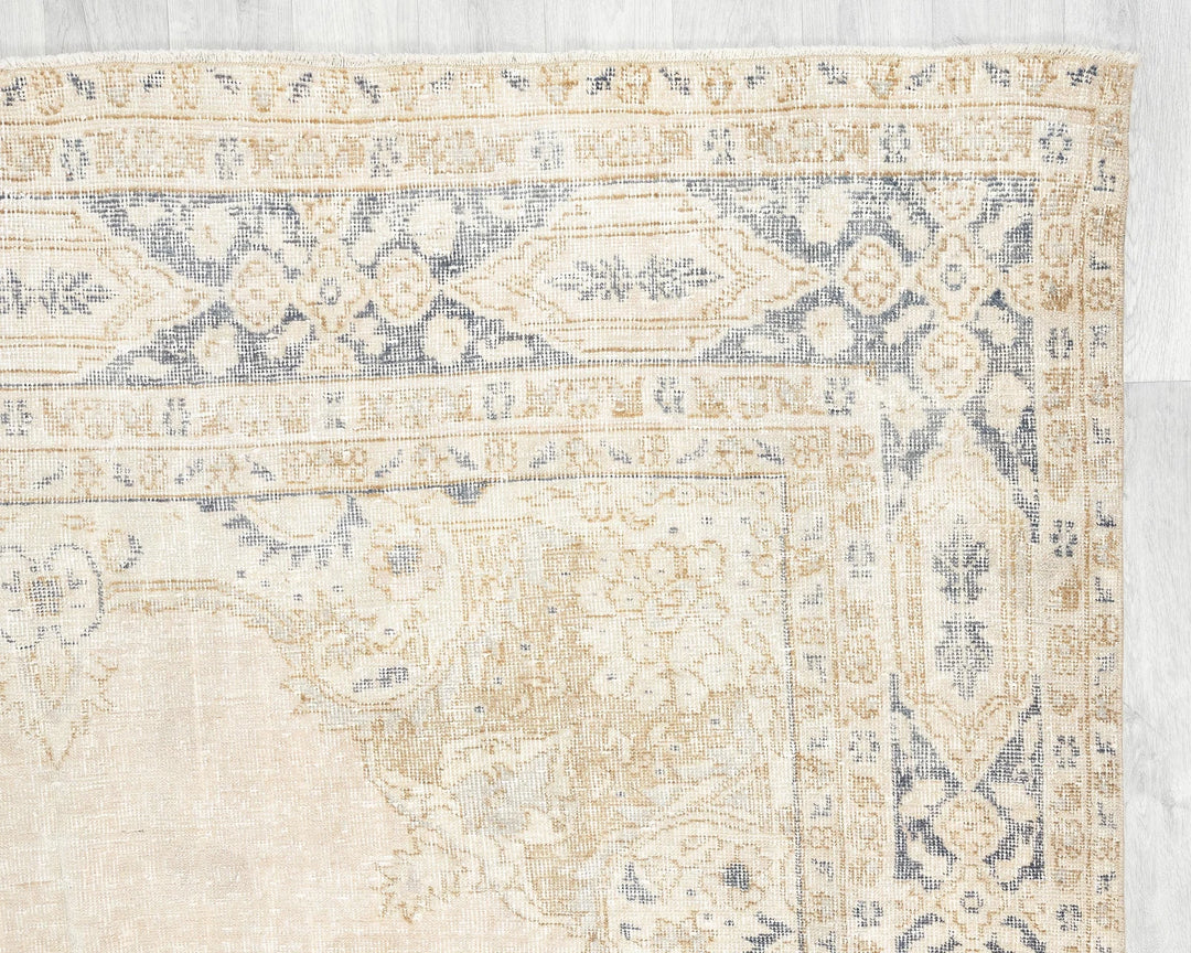 Beige Turkish Oushak Rug 10' 8" x 6' 9" Hand-Knotted | No. VR19734