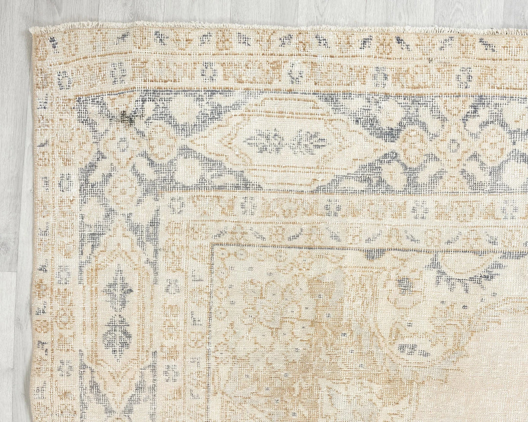 Beige Turkish Oushak Rug 10' 8" x 6' 9" Hand-Knotted | No. VR19734