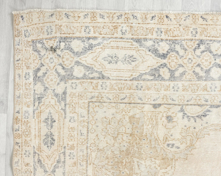 Beige Turkish Oushak Rug 10' 8" x 6' 9" Hand-Knotted | No. VR19734