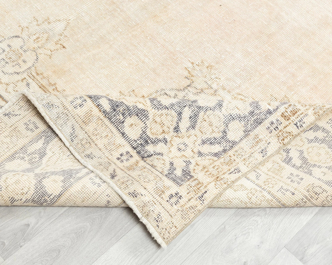 Beige Turkish Oushak Rug 10' 8" x 6' 9" Hand-Knotted | No. VR19734