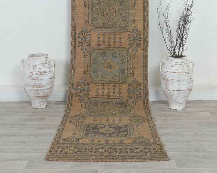 Multicolor Turkish Vintage Rug 2'9" x 10'6" Hand-Knotted view