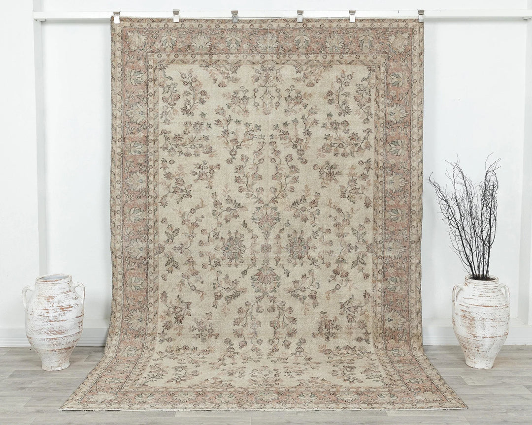 Multicolor Turkish Oushak Rug 6' 4" x 9' 5" Hand-Knotted | No. VR19875