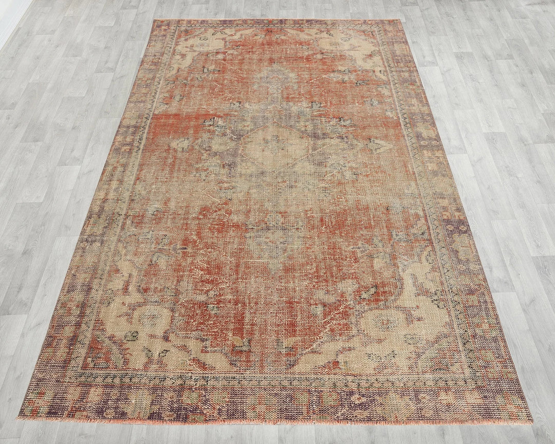 Multicolor Turkish Oushak Rug 5' 7" x 9' Hand-Knotted | No. VR19886