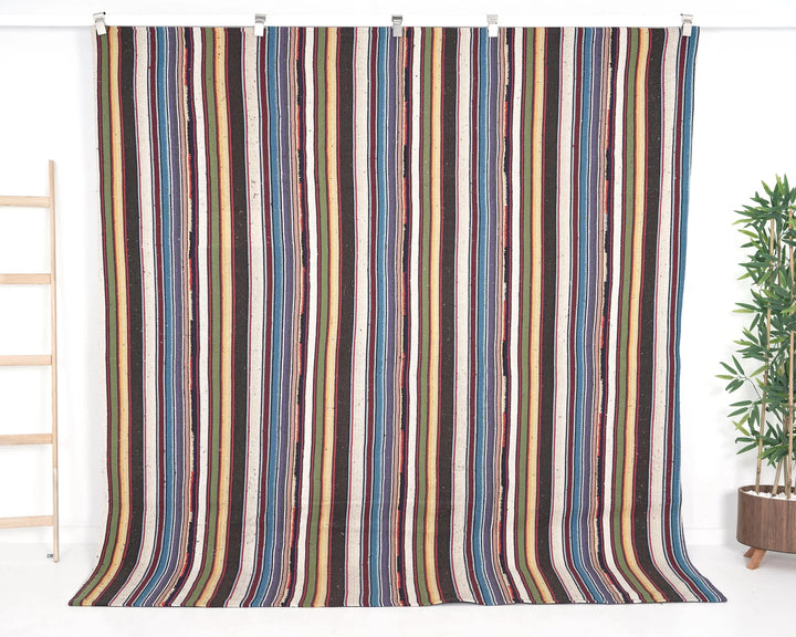 Multicolor Turkish Kilim Rug 7' 4" x 7' 8" Flat-Weave | No. VR20044
