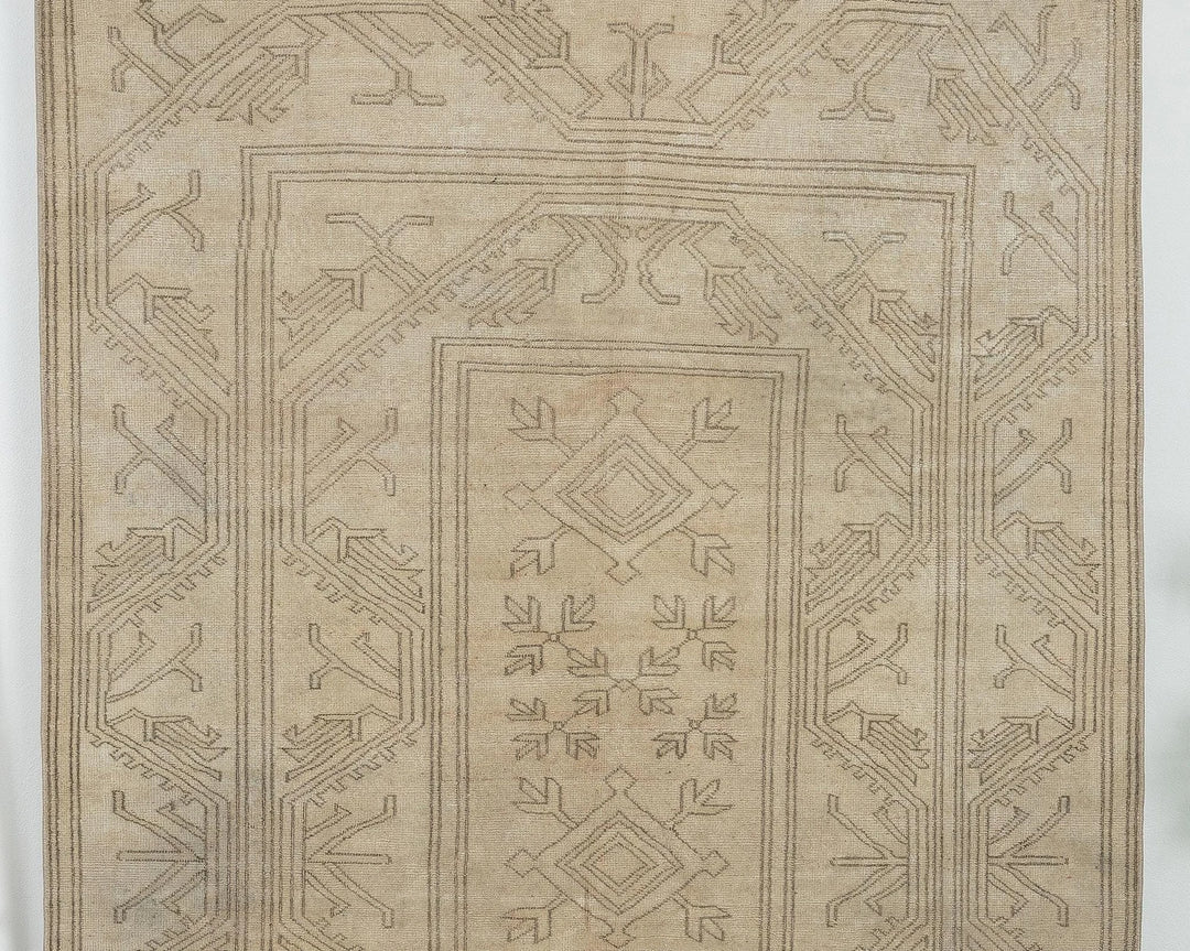 Beige Turkish Oushak Rug 5'1" x 8'2" Hand-Knotted | No. VR20050