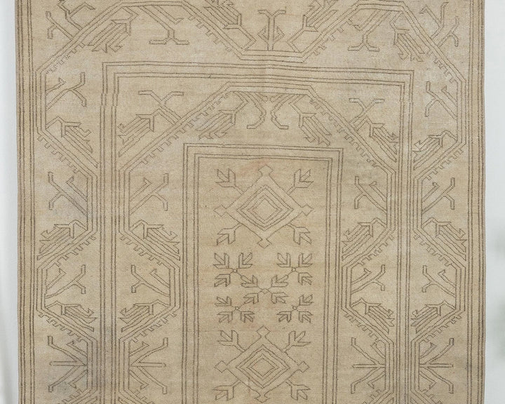 Beige Turkish Oushak Rug 5'1" x 8'2" Hand-Knotted | No. VR20050