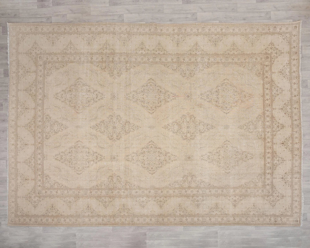 Beige Turkish Oushak Rug 10' x 13' Hand-Knotted | No. VR20077