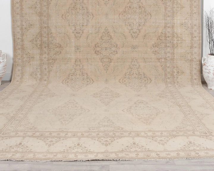 Beige Turkish Oushak Rug 10' x 13' Hand-Knotted | No. VR20077