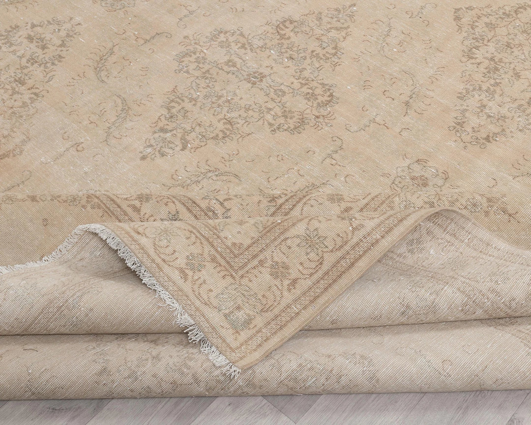 Beige Turkish Oushak Rug 10' x 13' Hand-Knotted | No. VR20077