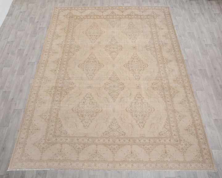 Beige Turkish Oushak Rug 10' x 13' Hand-Knotted | No. VR20077