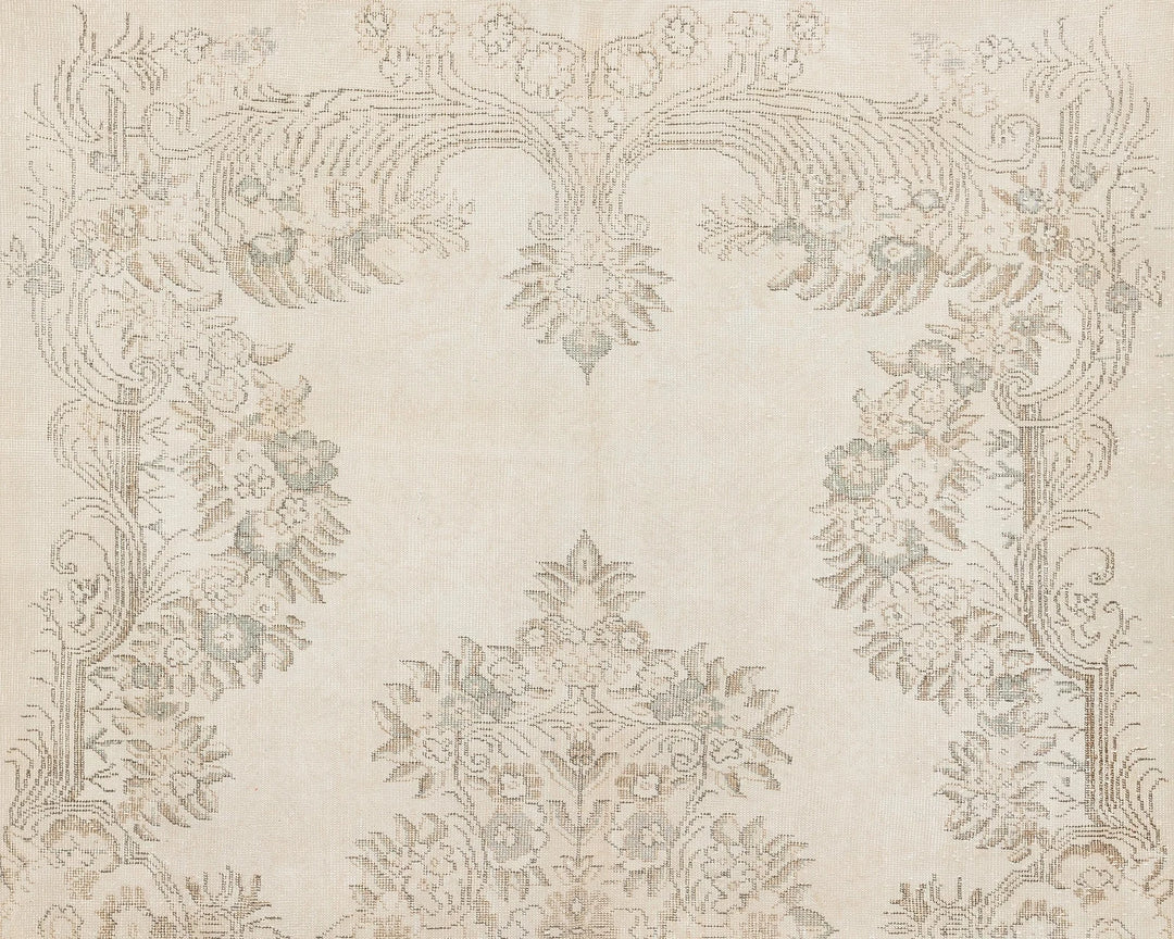 Ivory Turkish Oushak Rug 6' 2" x 10' 4" Hand-Knotted | No. VR20204