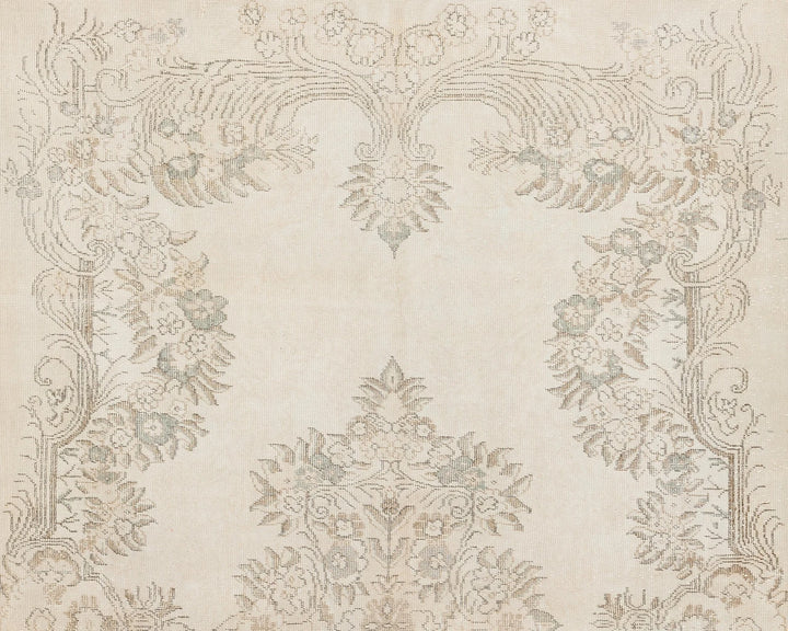 Ivory Turkish Oushak Rug 6' 2" x 10' 4" Hand-Knotted | No. VR20204